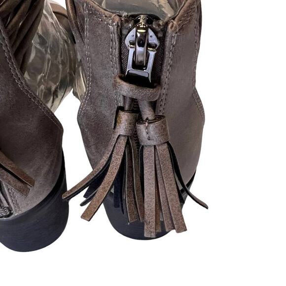 Toetos Womens Ivy_01 Fashion Block Heeled Sandals Size 10 Taupe Zip Back - Picture 15 of 16